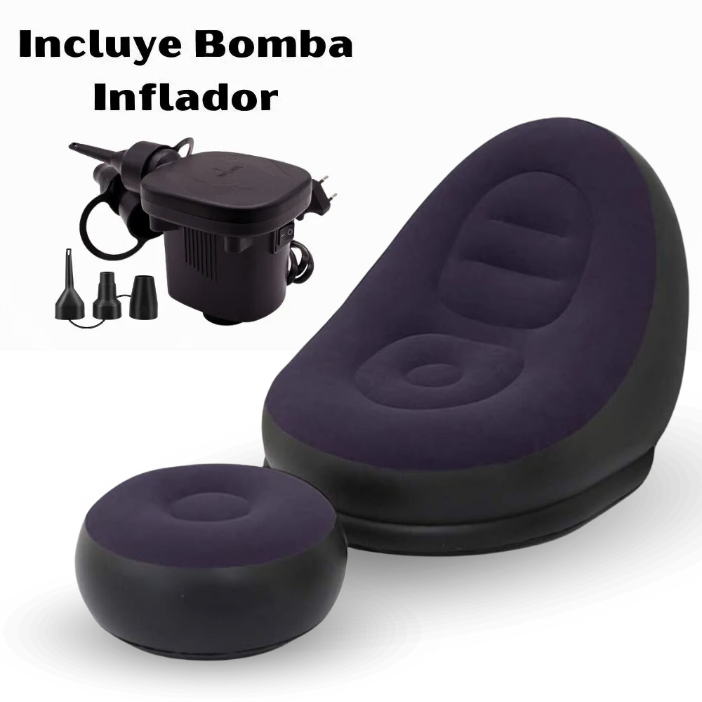 Sofa Azul oscuro Inflable Con Posapies